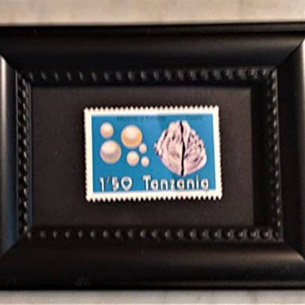 Tchotchke Framed Stamp Art - Treasures of Tanzania - Pearls